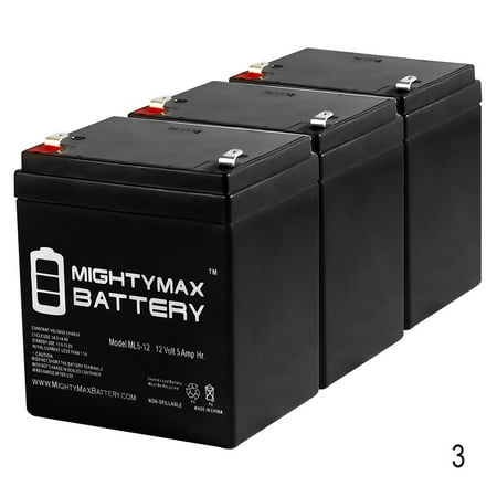 ML5-12 - 12V 5AH Toy Car Play Mobile Scooter Rechargeable SLA Battery - 3 Pack
