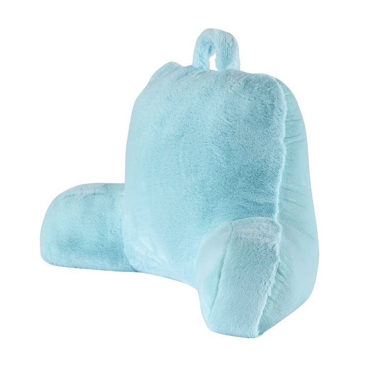 Mainstays Faux Fur Plush Bedrest Pillow Aqua with Mink Fabric for