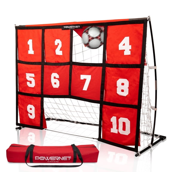 PowerNet Numbered Target Soccer Goal, 6x4 FT Soccer Net, 10 Numbered Zones, Soccer Goal with Targets for Accuracy Training, Portable Soccer Training Equipment