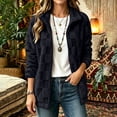 thumbnail image 2 of Winter Fleece Coats for Women Plus Size Turndown Collar Long Sleeve Solid Color Thick Velvet Warm Coat Winter Sports Casual Jacket Outerwear with Pockets, 2 of 10