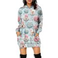 thumbnail image 2 of Vestido tipo jersey con capucha y elementos navideños divertidos con estampado digital 3D de Navidad para otoño, 2 of 4