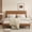 Orange Brown, variant on Smile Nest Full Size Bed Frame, Platform Bed with Upholstered Faux Leather Adjustable Headboard, Dark Brown
