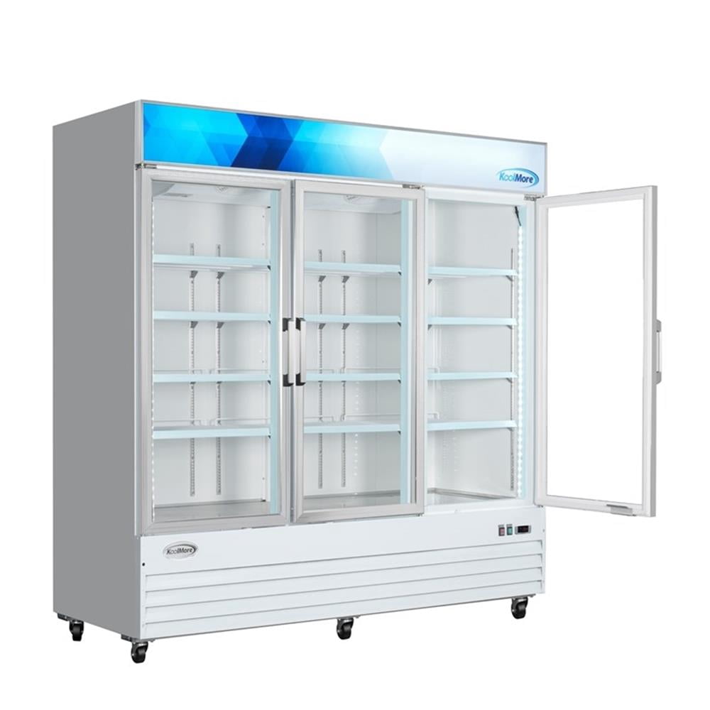 Pemberly Row 80" 3-Door Display Merchandiser Freezer 52 cu. ft. in White