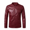 thumbnail image 6 of TaTaai Men's Stand Collar Faux Leather Jacket Loose Fit Zip Up Casual Coat with Pockets Lightweight Outerwear for Daily Spring Autumn, 6 of 9