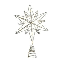 2025 Christmas Tree Topper Star with Warm White LED Lights - 12.5 Inch Glitter Sparkle Tree Topper for Holiday Home Decor, Fits Most Standard Size Xmas Trees