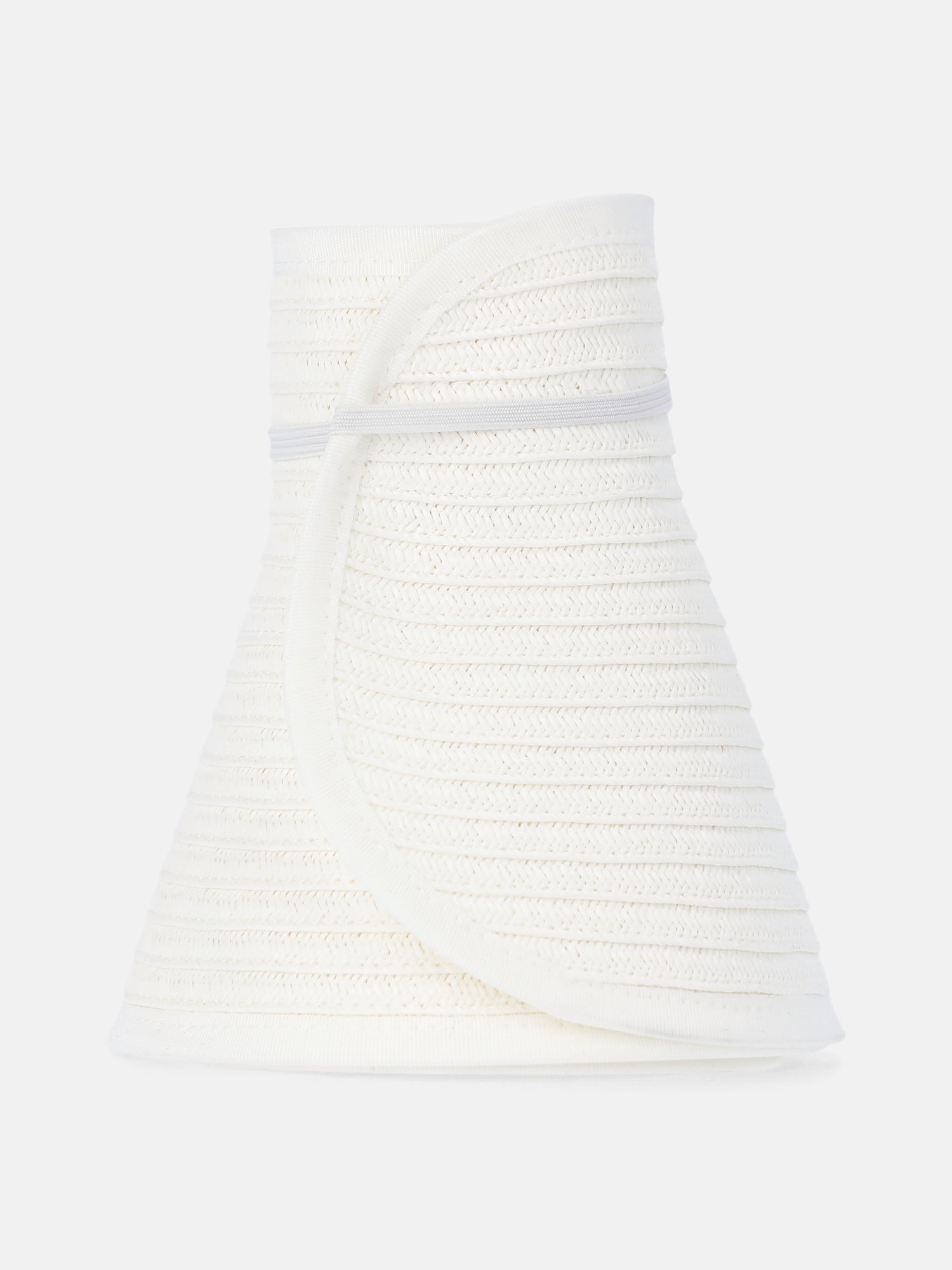 Time and Tru Women's Packable Straw Visor Hat, White