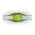 thumbnail image 2 of 2.28 ct Brilliant Princess Cut Natural Peridot 14k White Gold Solitaire with Accents Engagement Bridal Wedding Ring Band Set size 3.5, 2 of 7
