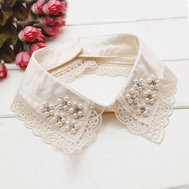 Vpang Women's Stylish Detachable Rhinestones Half Shirt Blouse False Collar Choker Peter Pan