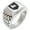 Silver, variant on Stainless Steel Bull Bravery Coat of Arms Shield Geometric Pattern Step-Down Biker Style Polished Ring