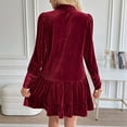 thumbnail image 7 of Gamivast Velvet Dress for Women Long Sleeve Midi Long Sleeve Empire V Neck Wedding Guest Holiday Dresses Ruched Evening Party Cocktail Dress, 7 of 7