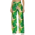 thumbnail image 3 of QAFOPEH Women Leaves Print Tie Waist Wide-Leg Casual Pants, 3 of 4