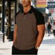 thumbnail image 2 of Mens Casual de Manga Corta Botón Abajo Camisas con Cuello de Flanela, Cuello Turndown Toalla Tejido Superior para Primavera Verano, 2 of 5