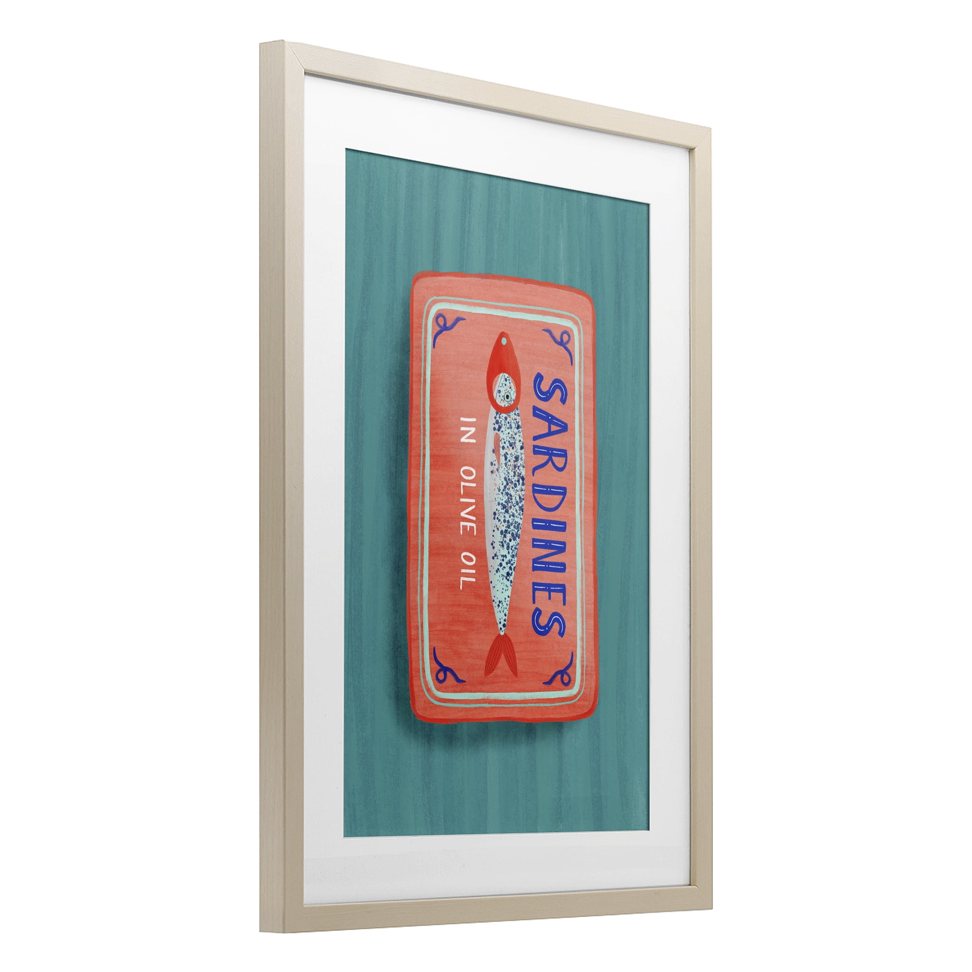 Stupell Industries Sardines Olive Oil Seafood Birch Framed Print Under Glass, design by Metka Hiti