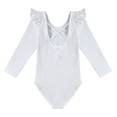 thumbnail image 4 of YONGHS Girls Long Sleeve Ballet Leotard Dance Top Gymnastics Bodysuit Ballerina Romper Team wear White 11-12, 4 of 7