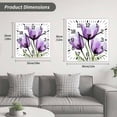 thumbnail image 5 of Purple Tulips Wooden Wall Clock Silent Non Ticking, Green Leaf Country Flower White Botanical Square Wall Clocks Battery Operated, Decor Clock for Home Office, Living Room, Kitchen, 12 Inch, 5 of 9