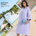 thumbnail image 3 of Women's Cotton Robe Lightweight Sleeve Zip Front Robes Soft Knee Length Bathrobe Housecoat Surfing Speed Drying Bathrobe Cloak, 3 of 5