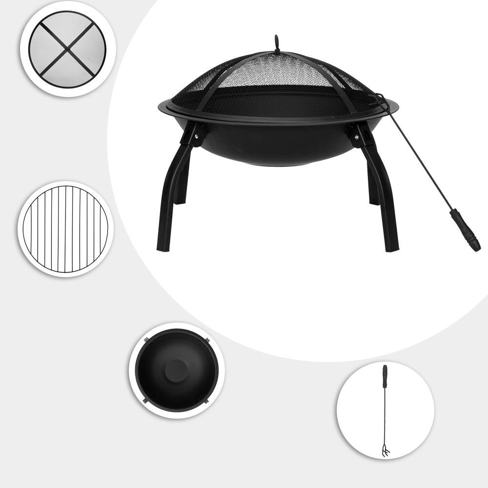 SalonMore 22" Round Wood and Charcoal Black Finish Iron Fire Pit - image 2 of 6