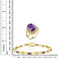 thumbnail image 2 of Gem Stone King 11.59 Ct Oval Purple Amethyst 18K Yellow Gold Plated Silver Ring and Bracelet Jewelry Set (Size 7), 2 of 3