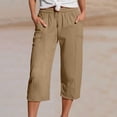 thumbnail image 2 of YMNXA Kids Girls Capri Pants With Pockets Solid Color Elastic Waist Straight Fit Breathable Comfortable Trousers For Daily Wear,Coffee,S, 2 of 8