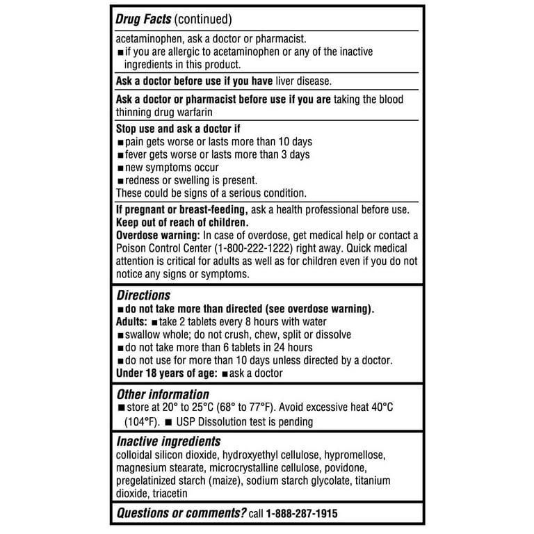 Equate 8 Hour Arthritis Pain Relief Acetaminophen Extended