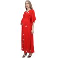 thumbnail image 4 of Bimba Women Red Drawstring Maternity Sleepwear 3/4 Sleeve Moms Maxi Dress - 12, 4 of 7