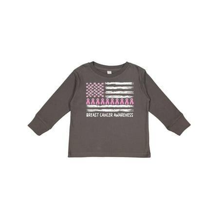 

Inktastic Breast Cancer Awareness Pink Ribbons and Flag Gift Toddler Boy or Toddler Girl Long Sleeve T-Shirt