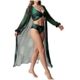 thumbnail image 6 of Neewe Womens 3 Pieces Bikini Set Swimsuit Tropical Beach Cover up Kimono Swimwear Bathing Suit with Boy Shorts, 6 of 7