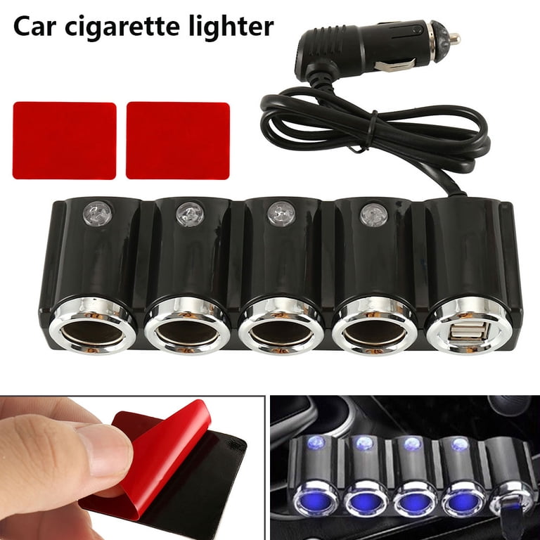 Grusce 4 Ways Multi Car Cigarette Lighter Socket Splitter USB Plug Charger  DC 12V-24V