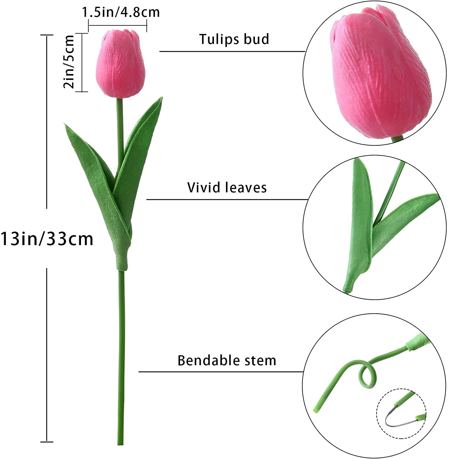 20PCS Tulips Artificial Flowers Real Touch Tulips Flowers for Decoration 13.5" Tulips Flowers Bulk Artificial Tulips Flowers for Vase Centerpieces Home Wedding Bouquet