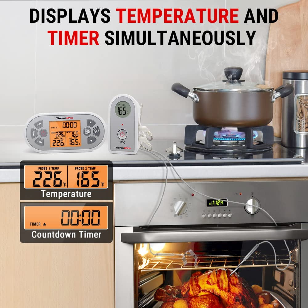 ThermoPro TP22S Digital Wireless Meat Thermometer for Grilling with Dual Probe Food Cooking Thermometer for Smoker BBQ Grill Thermometer Dark gray