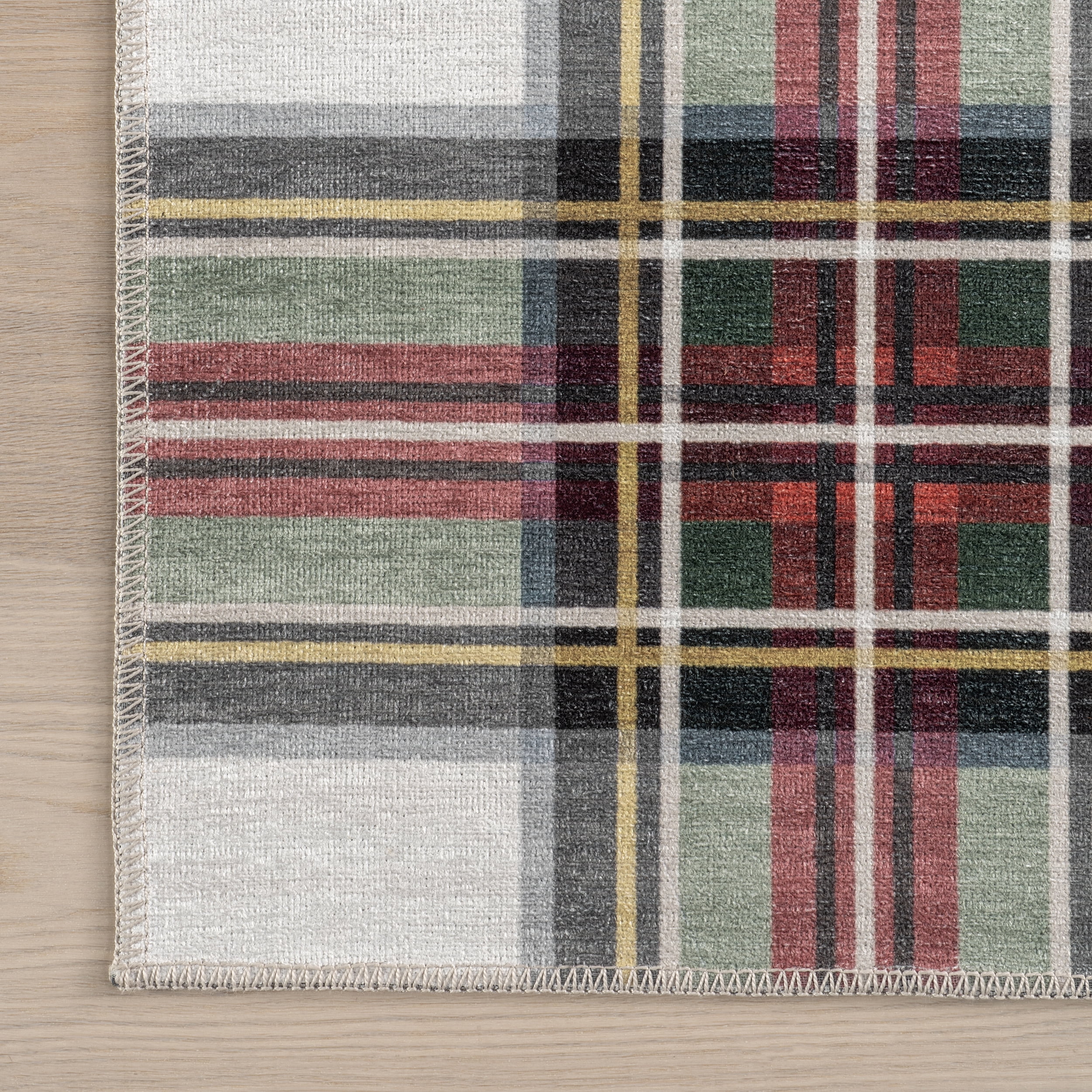 nuLOOM Analisse Stewart Plaid Machine Washable Area Rug, 4' x 6', Red