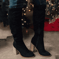 thumbnail image 6 of Women's High-Heels Mid Calf Boots-Warm Non Slip Shoes for Women Work Christmas Zipper Vintage Women Boots Winter Womens Boots, 6 of 7