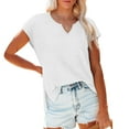 thumbnail image 6 of White Womens Blouses Women's Cap Sleeve Shirts Casual Summer V Neck Tunic Tops Loose T Shirts Side Slit S 3XL Summer Tops, 6 of 6