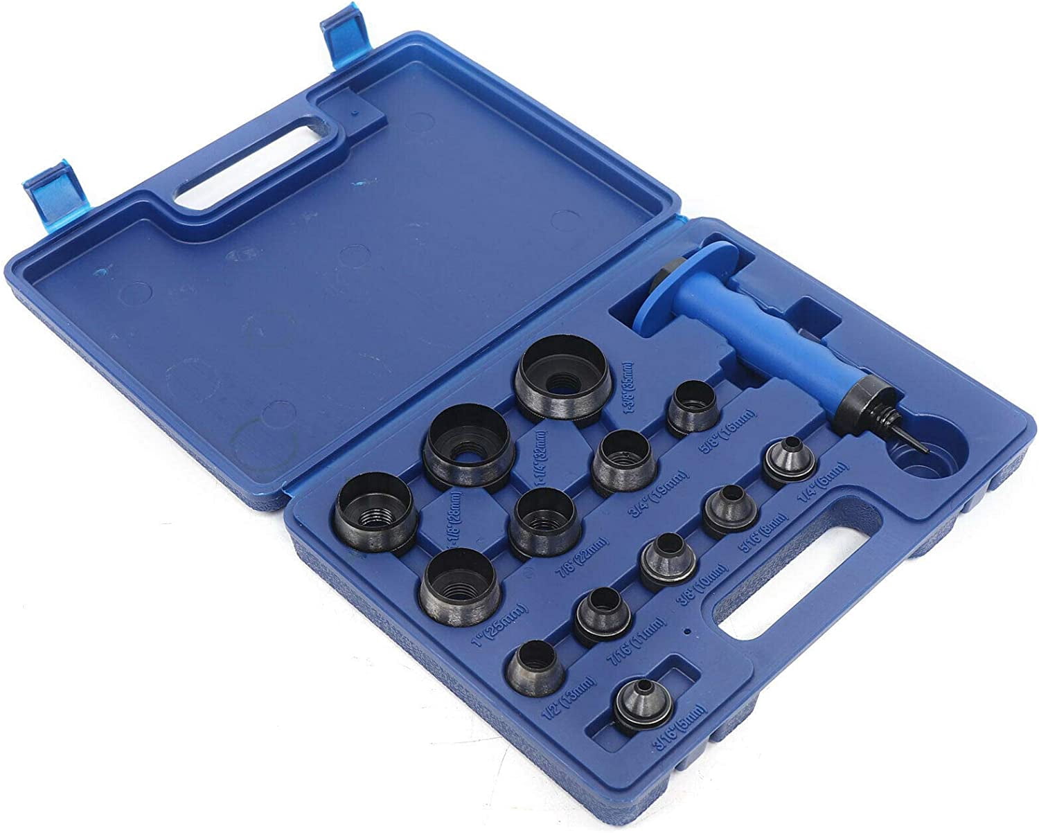 Miumaeov 14PCS Hollow Punch Tool Set Leather Kit Gasket Hole Rubber Cutter with Storage Box for Plastic Rubber Leather Cutting 13 Sizes Pin Point 5-35mm