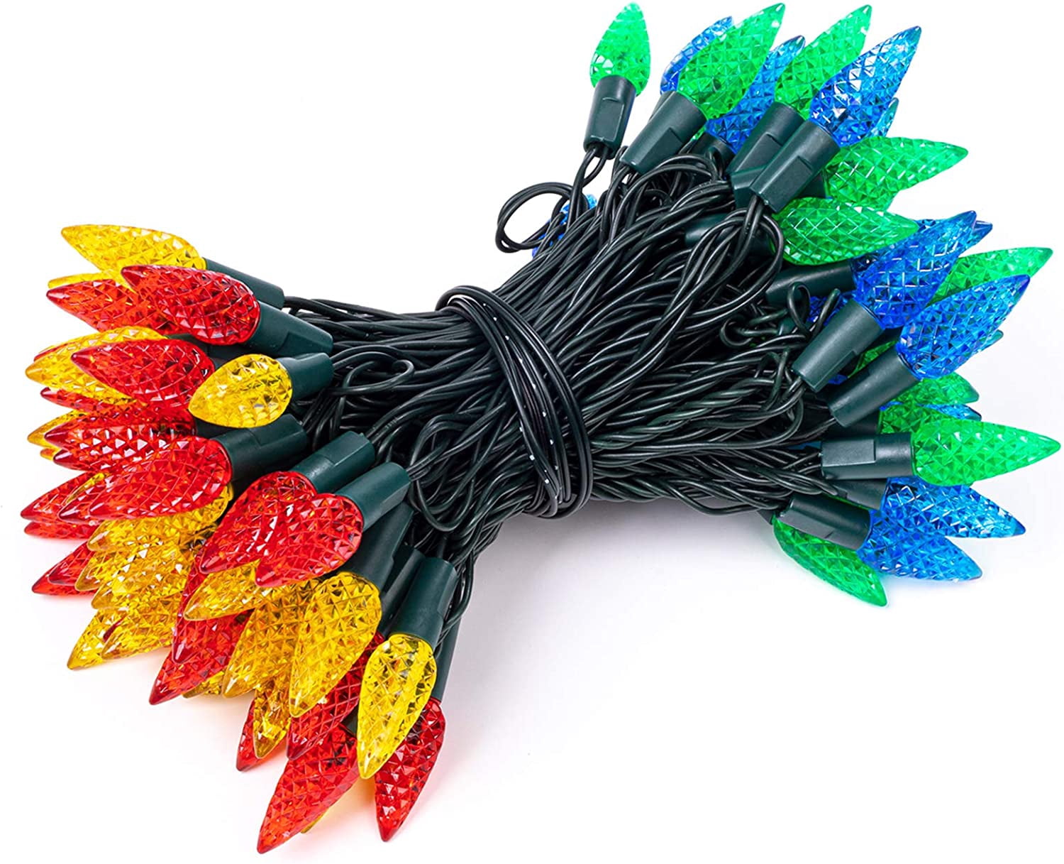 Bibana 100LED 33 FT C6 Christmas String Lights Plug in Fairy Twinkle String Lights 8 Modes Timer Function Waterproof Extendable for Indoor Outdoor Wedding Party Christmas Decoration (100, Multicolor)