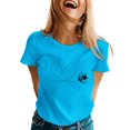 thumbnail image 1 of T-shirts Femmes Coupe Ample Dames Printemps Été Imprimé Manches Courtes Col Rond T-Shirt Haut T-Shirts Femmes Bleu TG, 1 of 4