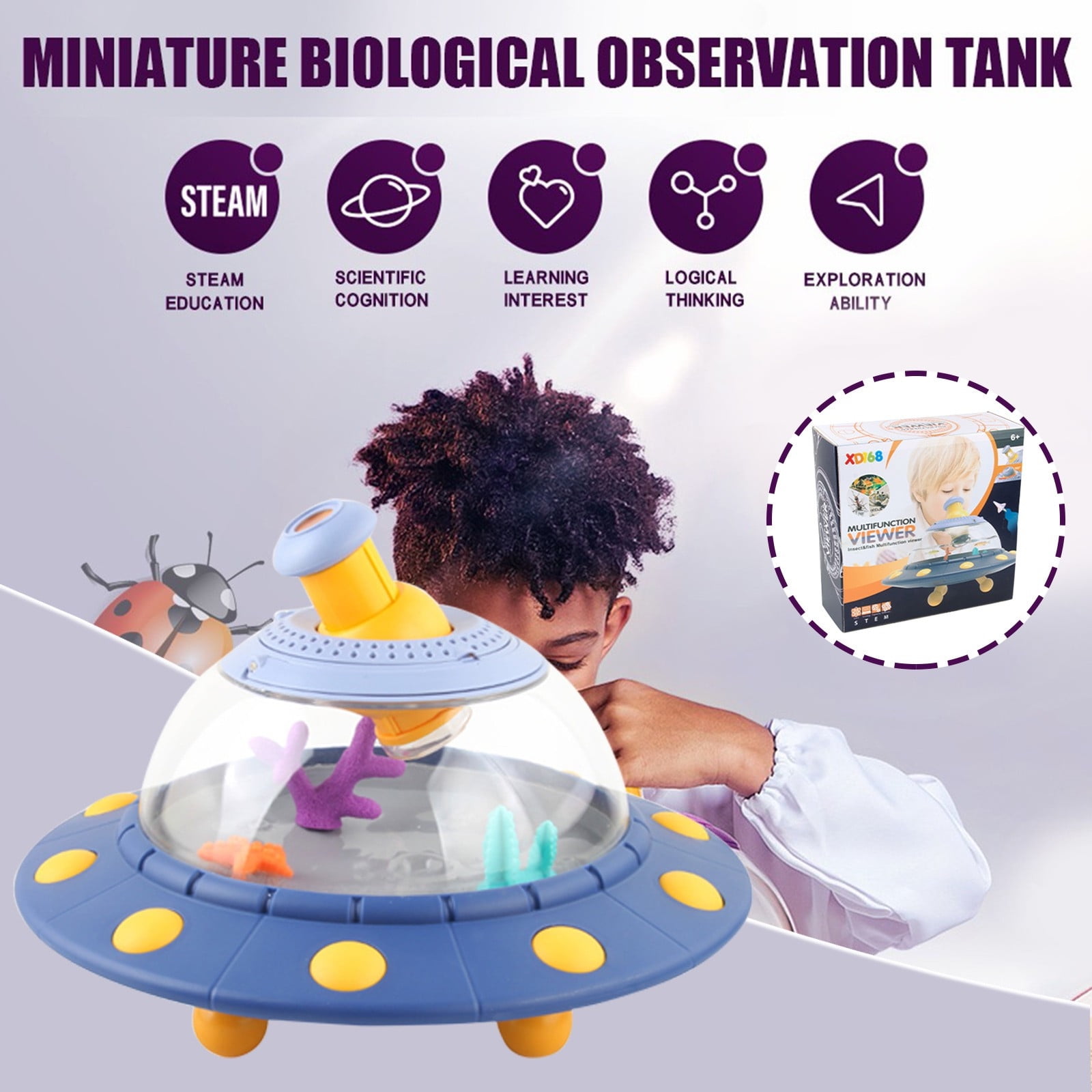 Sheraeo Stem Science Experiment Toy Animal Insect Observation Bucket  Educational Toys,Christmas Gifts for Kids 