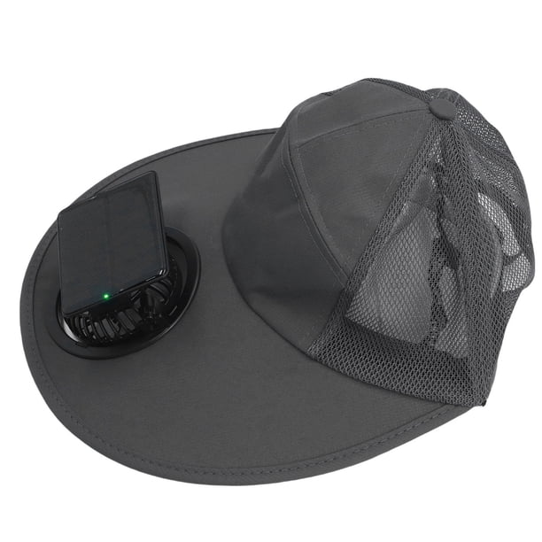 Sombrero De Ventilador Solar, Ala Ancha, Gris Oscuro, Cómoda Gorra De Béisbol Transpirable, Ventilador único De 3 Velocidades Para Pesca, Camping, Actividades Al Aire Libre