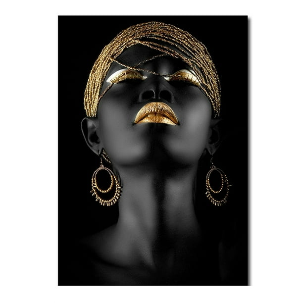 Mujer Negra Africana Impresión En Lienzo Arte De La Pared Pintura Abstracta Pinturas En Lienzo Para La Decoración De La Pared Y El Hogar 60X90Cm Scienceny EL017615-01