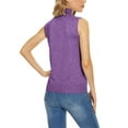 thumbnail image 3 of Zengying Sweaters for Women Sleeveless Mock Neck Tops for Women Sweater Knit Turtleneck Soft Basic Vest Tank Lightweight Turtleneck Sweater Women Purple, 3 of 8