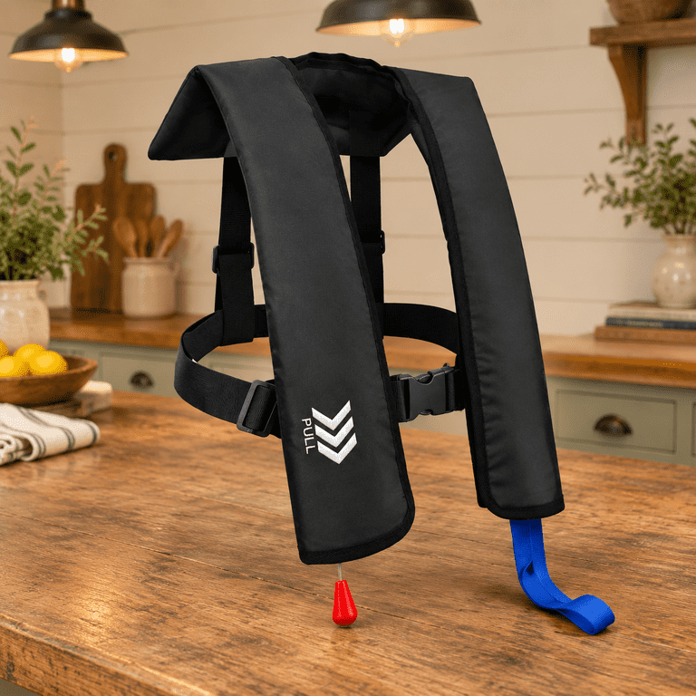 Inflatable Adult Life Jacket, 55-Black, Low Profile, Load Capacity Up ...