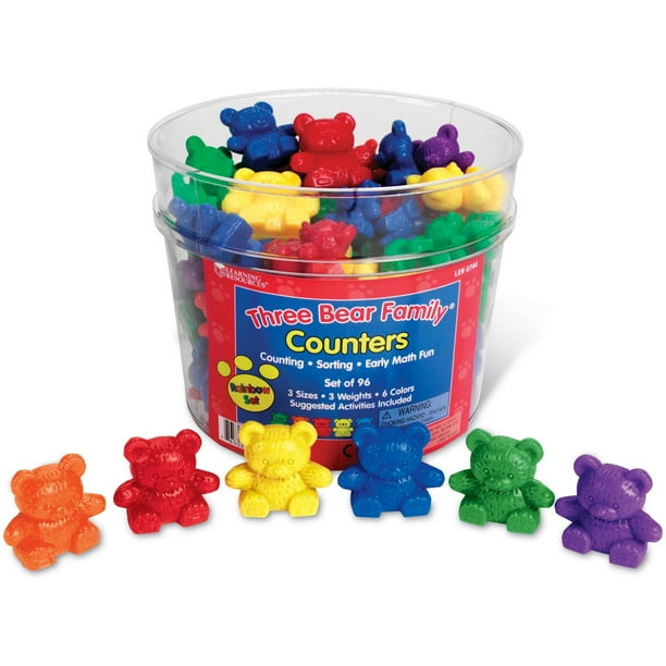 Three Bear Family Bear Family Counters Rainbow Set, Assorted, 96 / Set