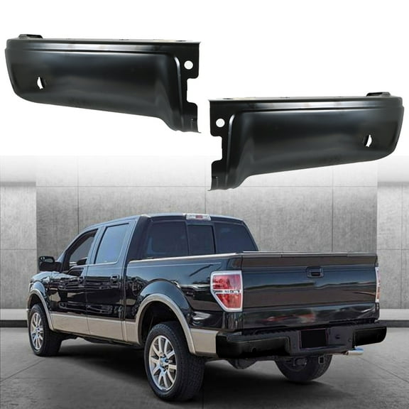 Genrics Rear Steel Bumper Ends Pair Replacement for Ford F150 2009-2014 with Park Assist Sensor Holes Primered LH RH 10 11 12 13