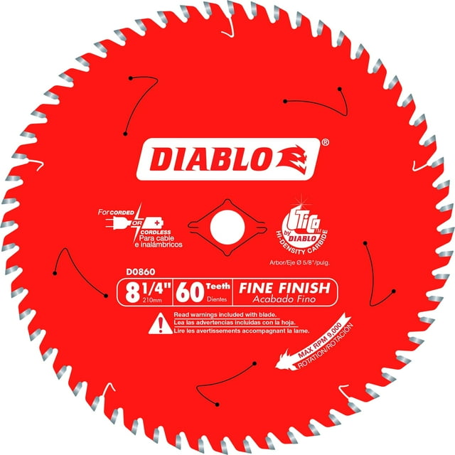 Diablo Genuine 8-1/4 in. 60-Tooth Fine Finish Saw Blade D0860X