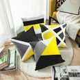 thumbnail image 2 of Set of 4 Throw Pillow Covers Modern Abstract Stripe Simple Geometric Acrylic Bold Decorative Pillow Cases Home Decor Square 18x18 Inches Pillowcases(Grey Yellow), 2 of 6
