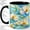 Black, variant on White Blossom Coffee Mug, Stained Glass Floral Art, Calm Daily Tea Sips