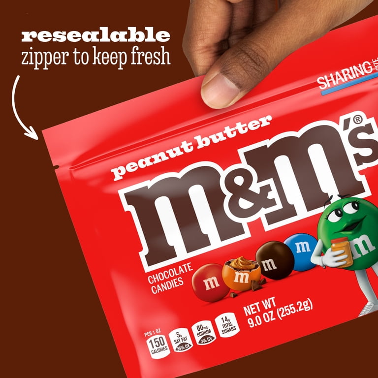 M&M'S, Peanut Butter Milk Chocolate Candy, 9 oz Bag, Sharing Size