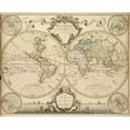 thumbnail image 2 of De LIsle, Guillaume 18x15 Black Ornate Wood Framed with Double Matting Museum Art Print Titled - Mappe-Monde, 1730, 2 of 4