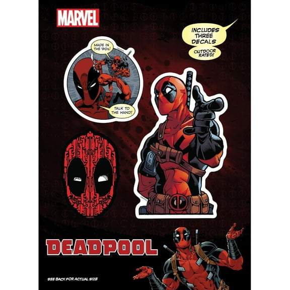 Marvel Deadpool Vinyl Decals - Set of 3 Deadpool Vinyl Car Stickers for Window Truck Bumper Laptop Tumbler Cup Cell Phone Marvel Licensed 90s
