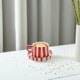 thumbnail image 3 of Juego de 1 taza de cerámica para agua, café o leche a rayas. Taza de cerámica para uso doméstico, ideal para té, café, zumo, latte o capuchino., 3 of 7